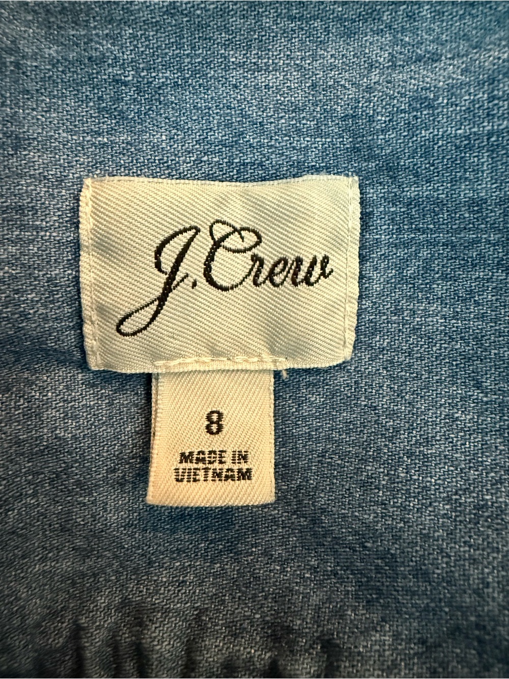 J.Crew Popover Shirt Size 8 Blue Denim Chambray Band Collar - Picture 4 of 5